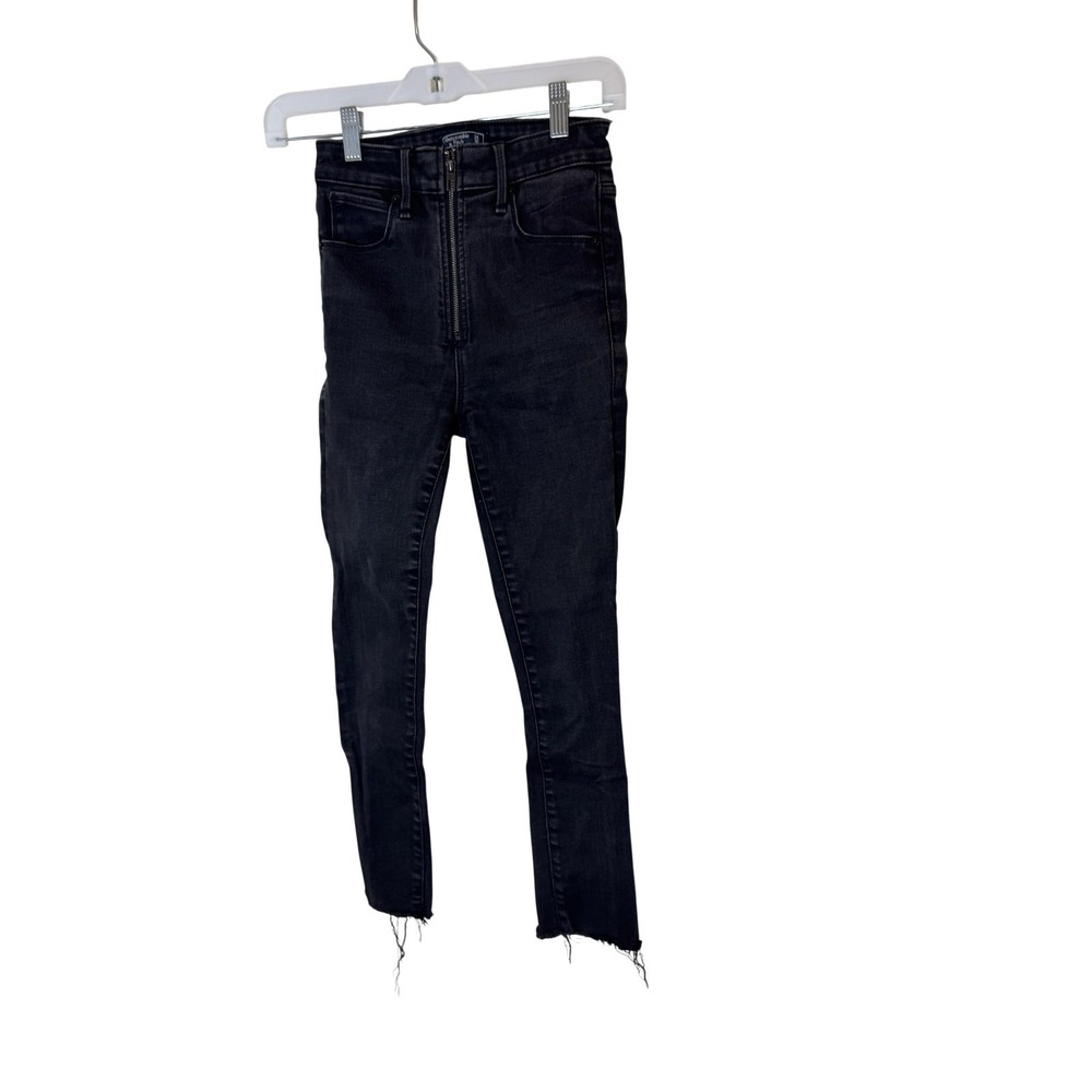 Abercrombie & Fitch Jeans Womens 24 Gray High Rise Skinny Ankleβ Zip Raw Hem